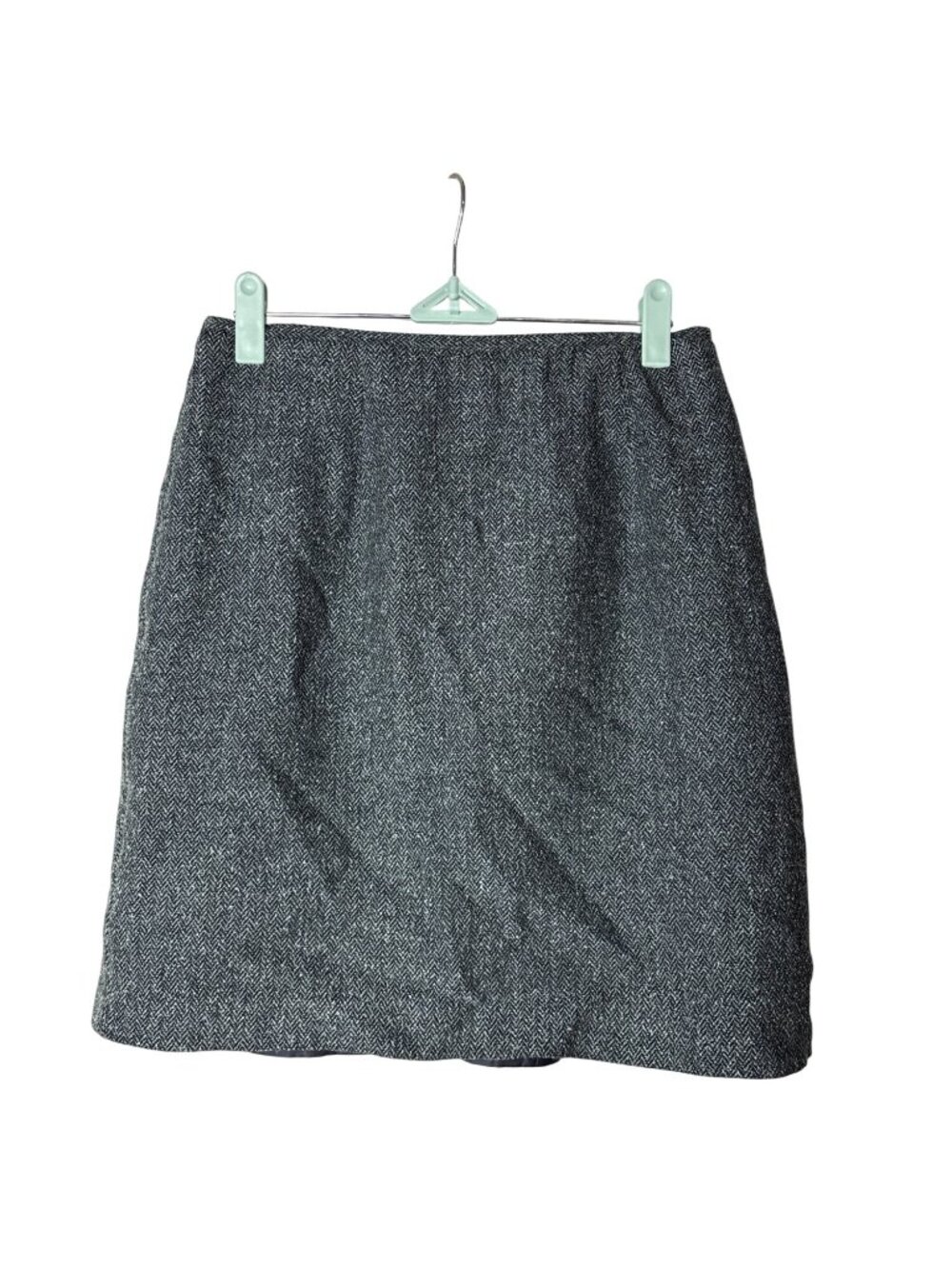 Modiano Petite Vintage Pencil Skirt 8P Knee Length Herringbone Blue Black Lined
